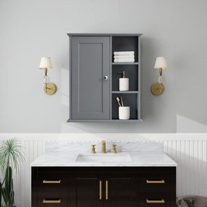 ChicFurnit Bathroom Storage Cabinet Wall Mounted Cabinet with Door for Bathroom Organization, Gray, 29.92"*15.74"*8.66" - 1 of 4