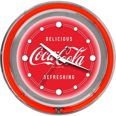 Coca Cola Wall Clock with 2 Neon Light Rings