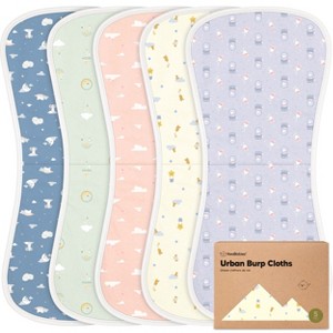 KeaBabies 5pk Urban Baby Burp Cloths, Organic Burping Cloth for Babies, Burp Rags for Baby Girls, Boys - 1 of 4