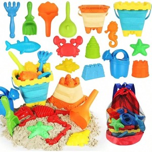 Beach Sand Toys Set, 24PCS Sandbox Toys with Mesh Backpack, 2 Buckets, Molds, Shovels, Rakes, Watering Can - 1 of 4