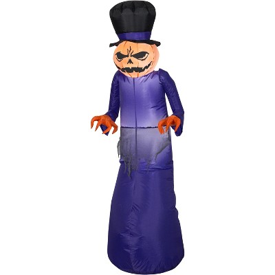 Gemmy Airblown Pumpkin Reaper w/Top Hat, 5 ft Tall, Purple