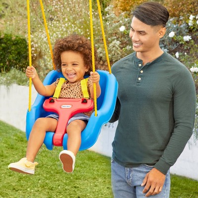 Blue and Red Plastic 2-in-1 Secure Toddler Swing