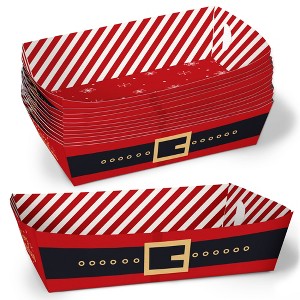 Big Dot of Happiness Jolly Santa Claus Party Paper Food Trays, Holiday Double-Sided Disposable Food Boats for Nachos, Hot Dogs, French Fries - 12 Ct - 1 of 4
