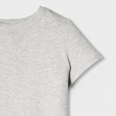 Детские футболки Cat & Jack Girls' Short Sleeve Fitted Textured T-Shirt - Cat & Jack™ Light Heather Gray L — фото 3