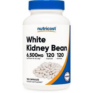 Nutricost White Kidney Bean (6,500mg Equivalent) 120 Capsules - Vegetarian Caps, Gluten Free and GMO Free - 1 of 4