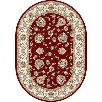 Ancient Garden 57365 Red/Ivory 6.7X9.6 Ov Oval