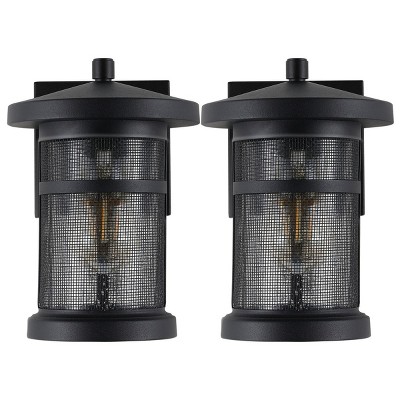 Sleek Black Powder-Coated Direct Wired Sconce Set of 2