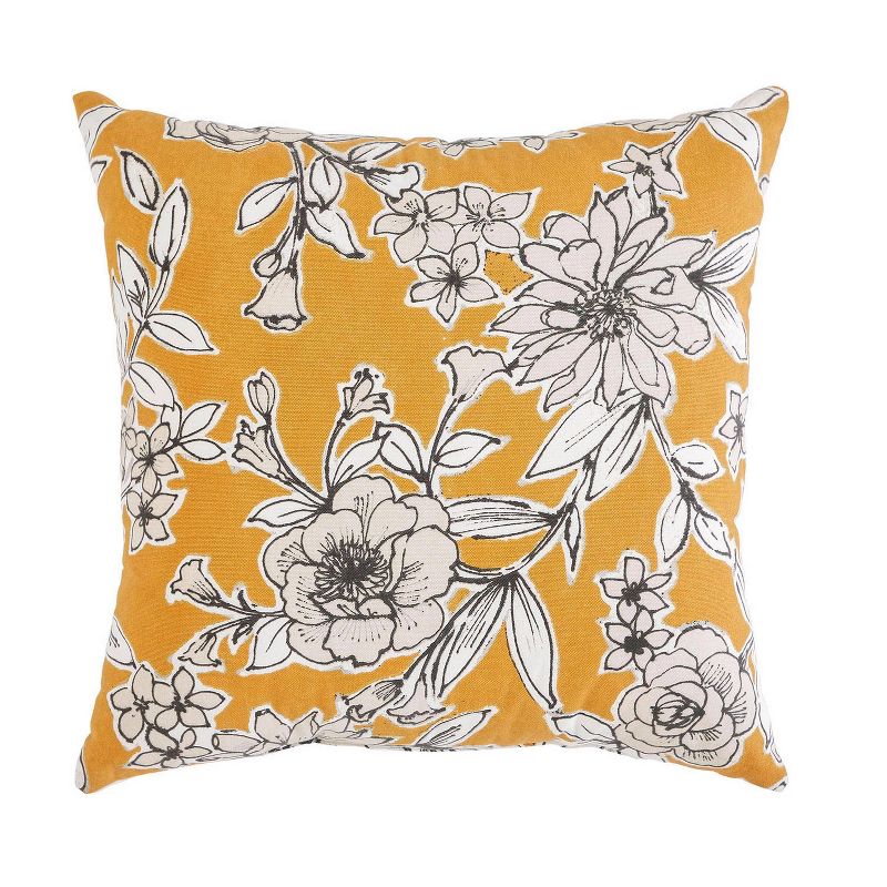VCNY 20&#34;x20&#34; Oversize Floral Boho Cotton Square Throw Pillow Yellow, 1 of 6