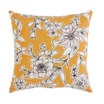 VCNY 20"x20" Oversize Floral Boho Cotton Square Throw Pillow Yellow