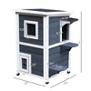 SKYONE 2-Story Fir Wood Cat Shelter with Escape Doors, Weatherproof Asphalt Roof, Openable Top & - 3 of 4