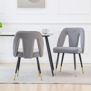 NicBex Modern Dining Chairs Set of 2,Velvet Accent Chairs with Nailheads and Black Metal Legs for Dining Room,Living Room - 1 of 4