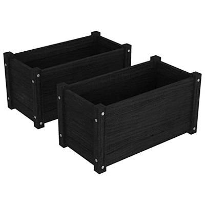 vidaXL Garden Planters 2 pcs Black 23.6"x12.2"x12.2" Solid Wood Pine