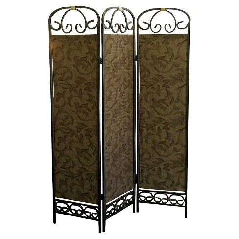 3 Panel Room Divider Antique Gold Ore International