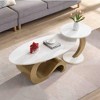 Sapphtopaz 2-Piece Nesting Modern Coffee Table Set for Living Room – Oval & Round Top Center Table with Curved Metal Base, Versatile Living Room Table - 2 of 4