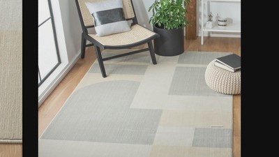 Grey and Beige Abstract Square Hand-knotted Area Rug