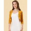 INSPIRE CHIC Women's Elegant 3/4 Sleeve Sheer Floral Lace Open Front Crop Shrug - 2 of 4