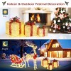 Angel Sar 3-Piece Golden Gift Box Set, 10/8/6 Inch Outdoor Christmas Decorations with 5M Power Cord, US Plug - 4 of 4