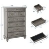 7-Drawer Farmhouse Dresser, 50in Tall Wooden Chest with Jewelry Organizer for Bedroom, ing Room, or Entryway Storage，Black/Greg/White - 2 of 4