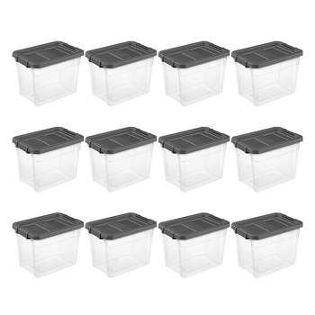 Sterilite 30 Qt. HingeLID Storage Box Plastic, Flat Gray, Set of 6