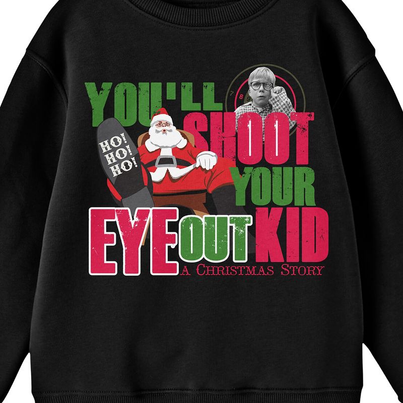 Bioworld A Christmas Story "You'll Shoot Your Eye Out Kid" Youth Black Graphic Sweatshirt, 2 of 3