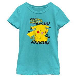 Girl's Pokemon Pikachu Laughing T-Shirt - 1 of 4