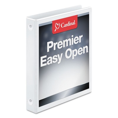 Cardinal Premier Easy Open ClearVue Locking Round Ring Binder 1" Cap 11 x 8 1/2 White 11100
