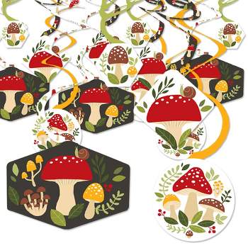 Big Dot of Happiness Wild Mushrooms - Red Toadstool Party Hanging Decor - Party Decoration Swirls - Set of 40