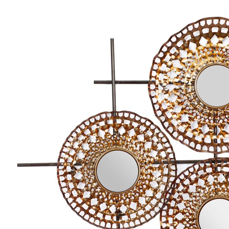 Modern Metal Abstract Wall Decor with Round Mirrored Accents Brown - Olivia &#38; May, 6 of 18