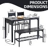 Finnhomy 43.3” Dining Table Set for 4 with LED Lights & USB-C Outlet, Modern Kitchen Table with Bench & 2 Chairs - 4 of 4