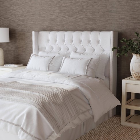 Queen Louis Wingback Headboard in Luxe Velvet Titan Snow Threshold