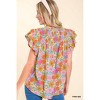 Women's Split Neck Floral Printed York Top - umgee - 2 of 2