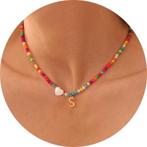 Turandoss Colorful Beaded Initial Necklaces for Girls Women, Gold Choker Necklace for Teen Girl, Teen Girl Gifts Trendy Stuff, Gifts for Girls 8-18 - 1 of 4