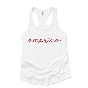 Simply Sage Market Women's America Cursive Racerback Graphic Tank - 1 of 3
