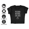 Women's Game of Thrones You Know Nothing Jon Snow Cap Sleeve Baby Rib Crop Top - 4 of 4