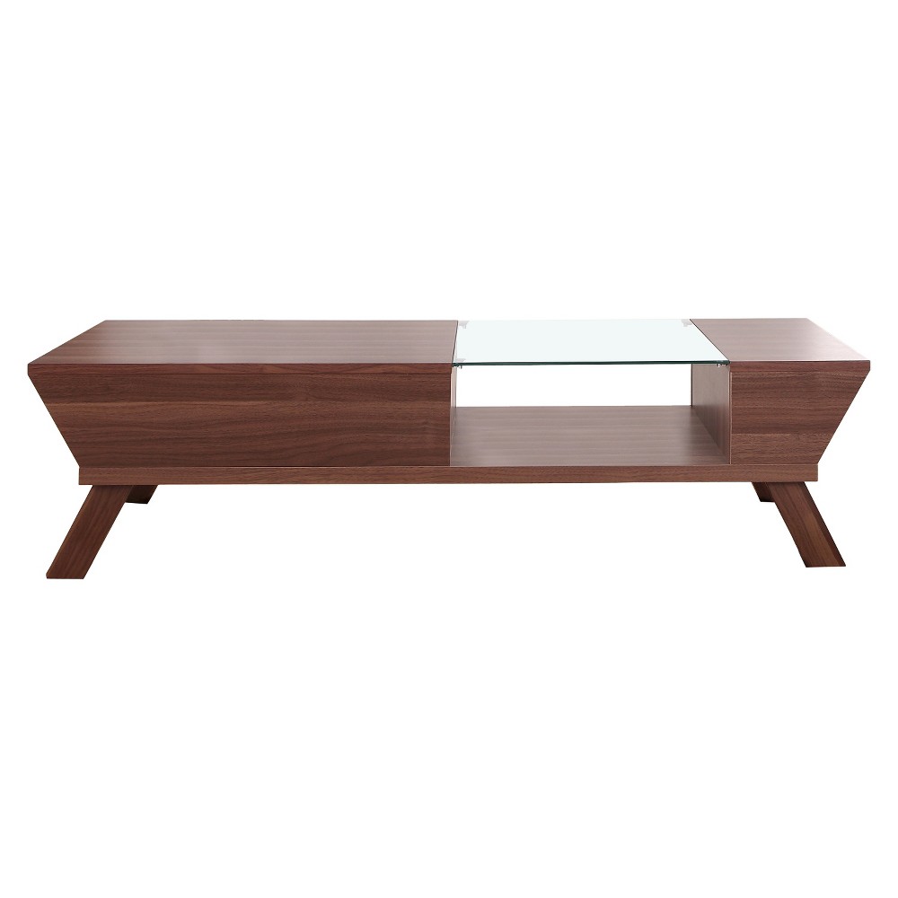 Kathryne Modern Flipdown Cabinet Coffee Table Brown HOMES Inside Out For Sale