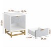 Modern 2-Drawer Dresser for Bedroom – Large End Side Table with Wooden Nightstand and Metal Legs - 2 of 4