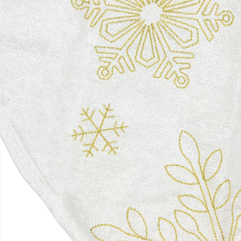 Northlight 48" White with Gold Embroidered Snowflakes Christmas Tree Skirt, 5 of 6