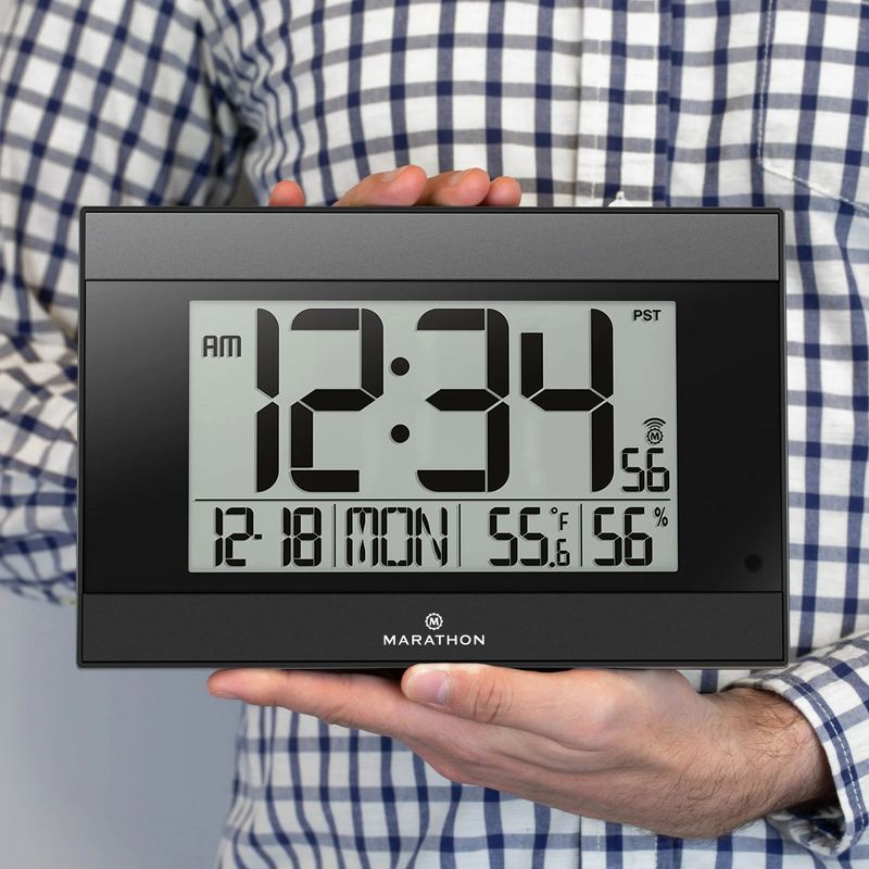 Marathon Atomic Digital Wall Clock With Auto-Night Light, Temperature & Humidity, 4 of 9