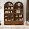 72" Tall Wood Arched Storage Cabinet, Kitchen Pantry with Open Display & Drawer, 6-Tier Standing Arched Bookcase & Cupboard with Adjustable - 2 of 4