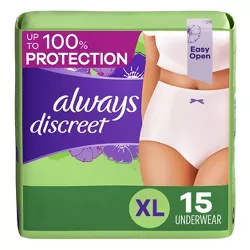 Always Discreet Incontinence & Postpartum Incontinence Underwear for Women - Maximum Protection - XL - 15ct