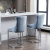 Set of 2 Bar Stool Counter Height Bar Stool Dining Chair Pub Stool with Button Back&Rivet Trim, Chromed Metal Base Legs, Velvet Upholstered-ModernLuxe - 3 of 4