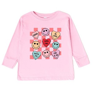 The Juniper Shop Candy Heart Smile Solid Toddler Long Sleeve Tee - 1 of 3