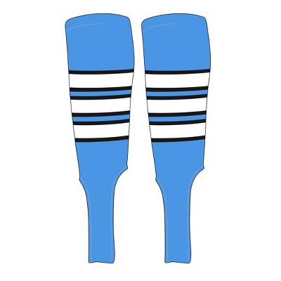 MK Socks Traditional Baseball Stirrups Pattern C-7 Sky Blue, Black, White (L)