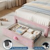 Princess Twin Size Platform Bed Frame with Storage Drawer – No Box Spring Needed, Upholstered Headboard for Kids Girls - 3 of 4