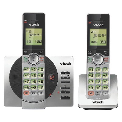 VTech CS6929-2 DECT 6.0 Expandable Cordless Phone System with Answering Machine, 2 Handsets - Silver