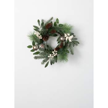 Sullivans Bell & Berry Artificial Mini Wreath 18"H Green
