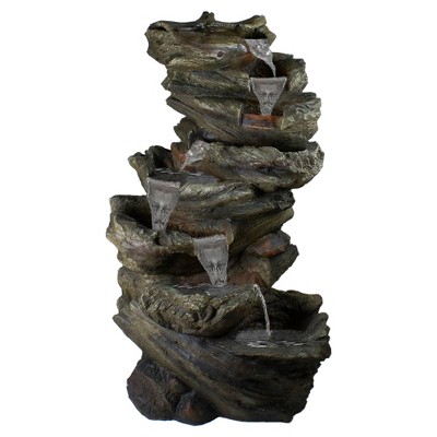 Northlight 42" Gray Lighted Rock Outdoor Garden Water Fountain