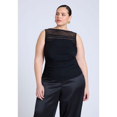 ELOQUII Women's Plus Size Layered Shirred Top