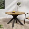 45.25in Outdoor Dining Table, Teak Acacia Wood Tabletop and Black Metal Leg, Brown+Black - 3 of 4