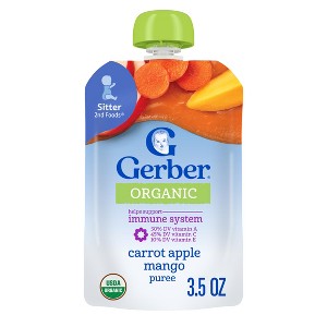 Gerber Organic Baby Food Pouch - Carrot Apple & Mango - 3.5oz - 1 of 4